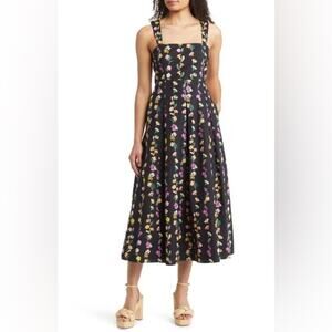Banjanan Ophelia Floral Print Dress In Folk Floral Onyx Women’s Sz S